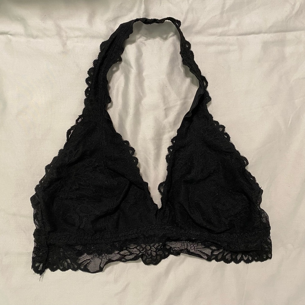 PINK Unlined Lace Halter Bralette